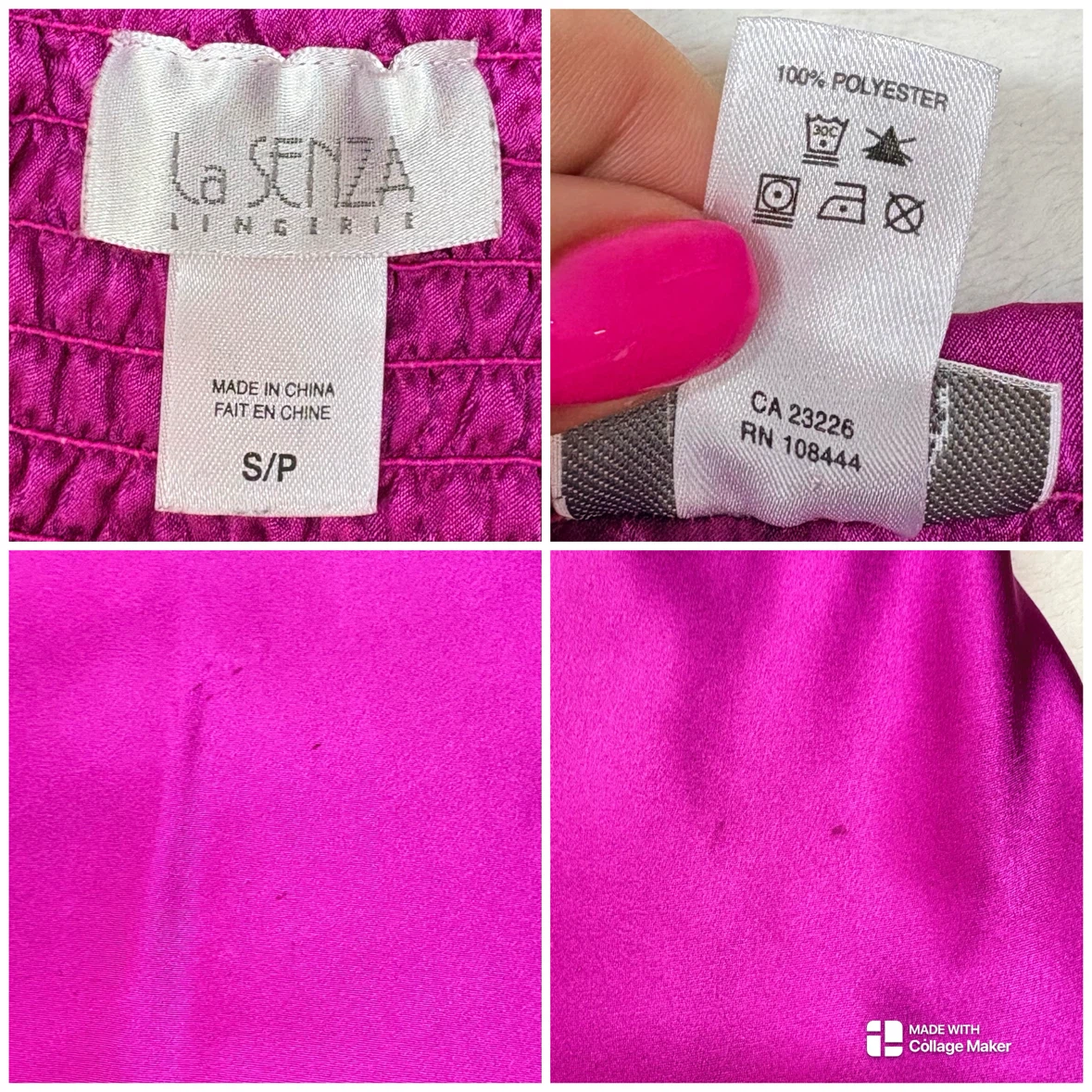 La Senza Purple Satin Shirred Babydoll Top Size S Smocked - photo 2