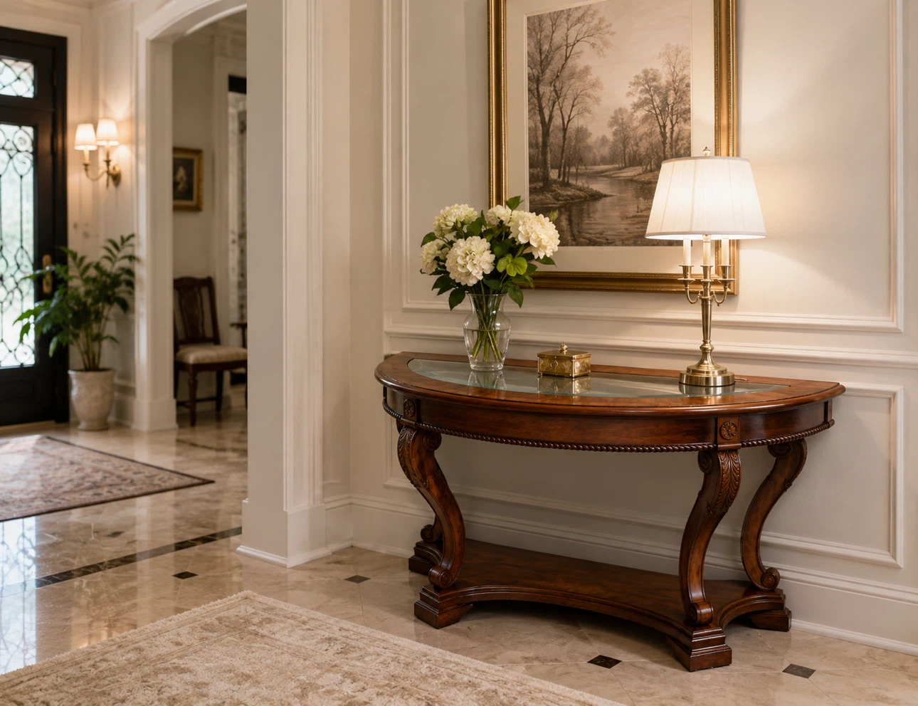 Console table with glass top