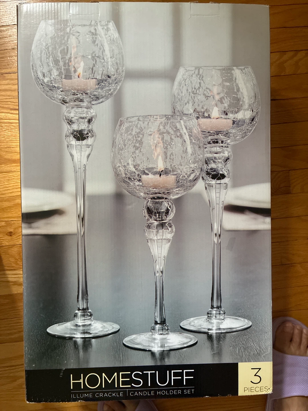 Homestuff Illume Crackle Candle Holder Set (3 Pieces)