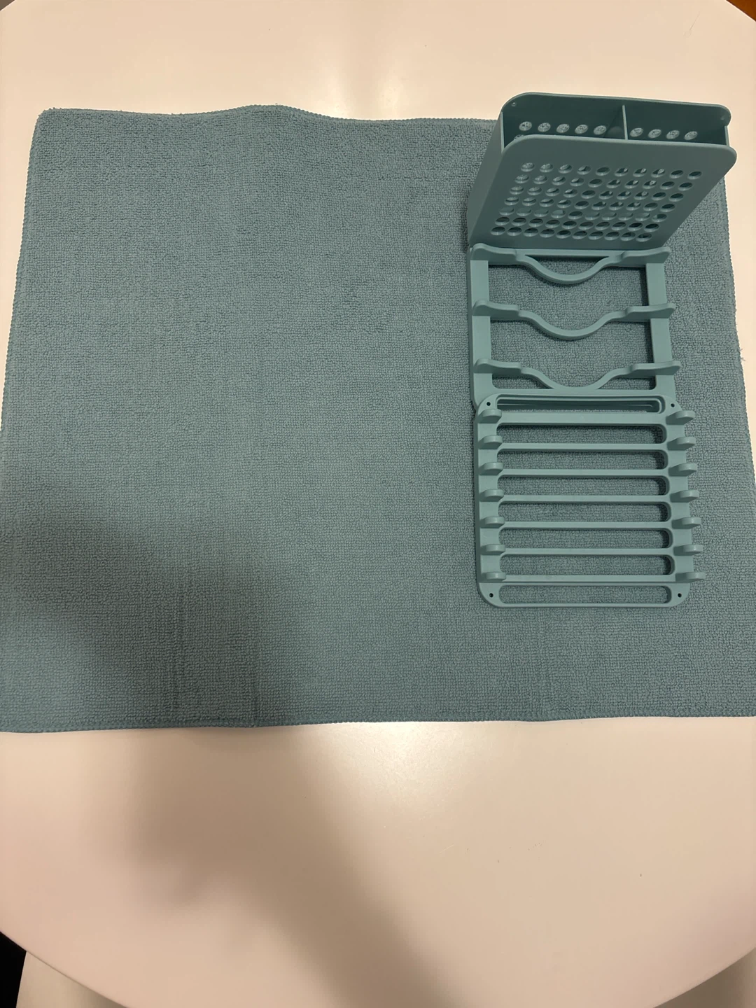 Brand New - Blue Dish Drying Rack with Microfiber Mat