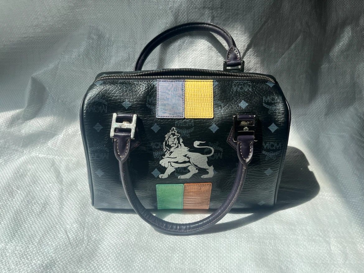 MCM Lion Print Boston Bag