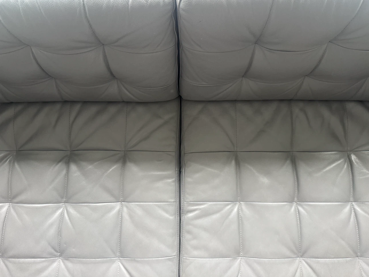 Grey Tufted Leather Sofa - photo 5