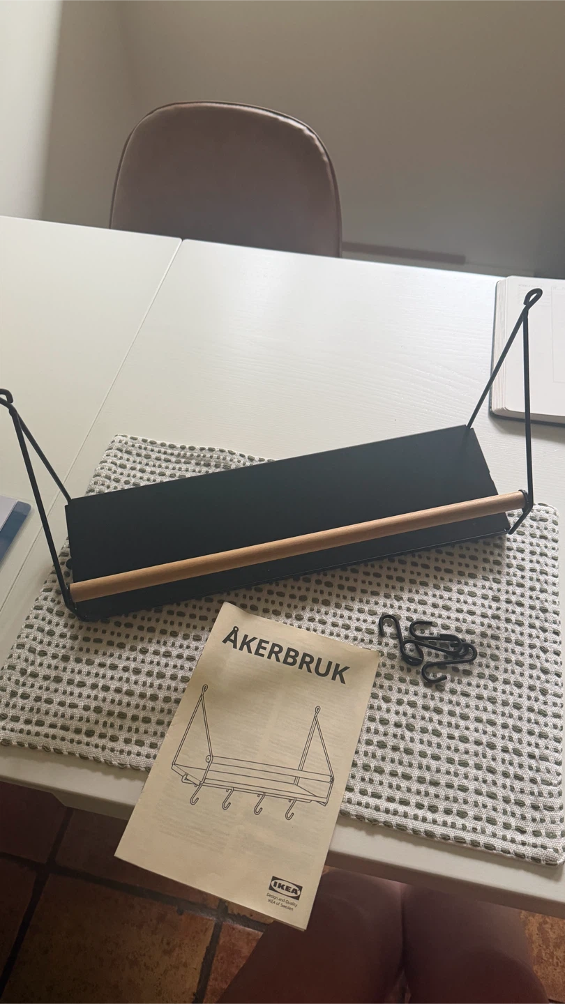 IKEA ÅKERBRUK Wall Shelf with Hooks - Black