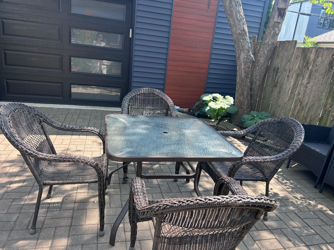 Wicker Patio Set with Glass Table - photo 2