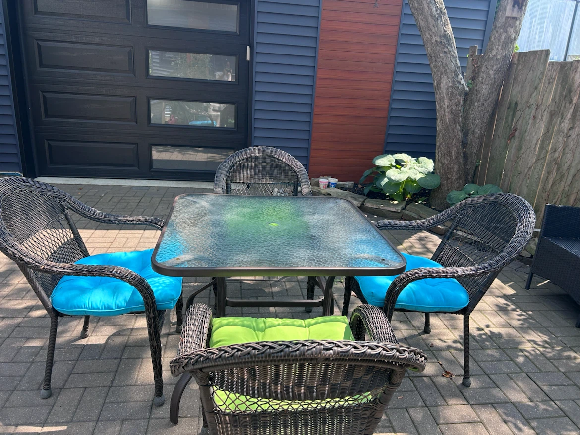 Wicker Patio Set with Glass Table - photo 4