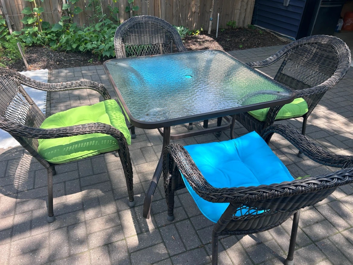 Wicker Patio Set with Glass Table - photo 5
