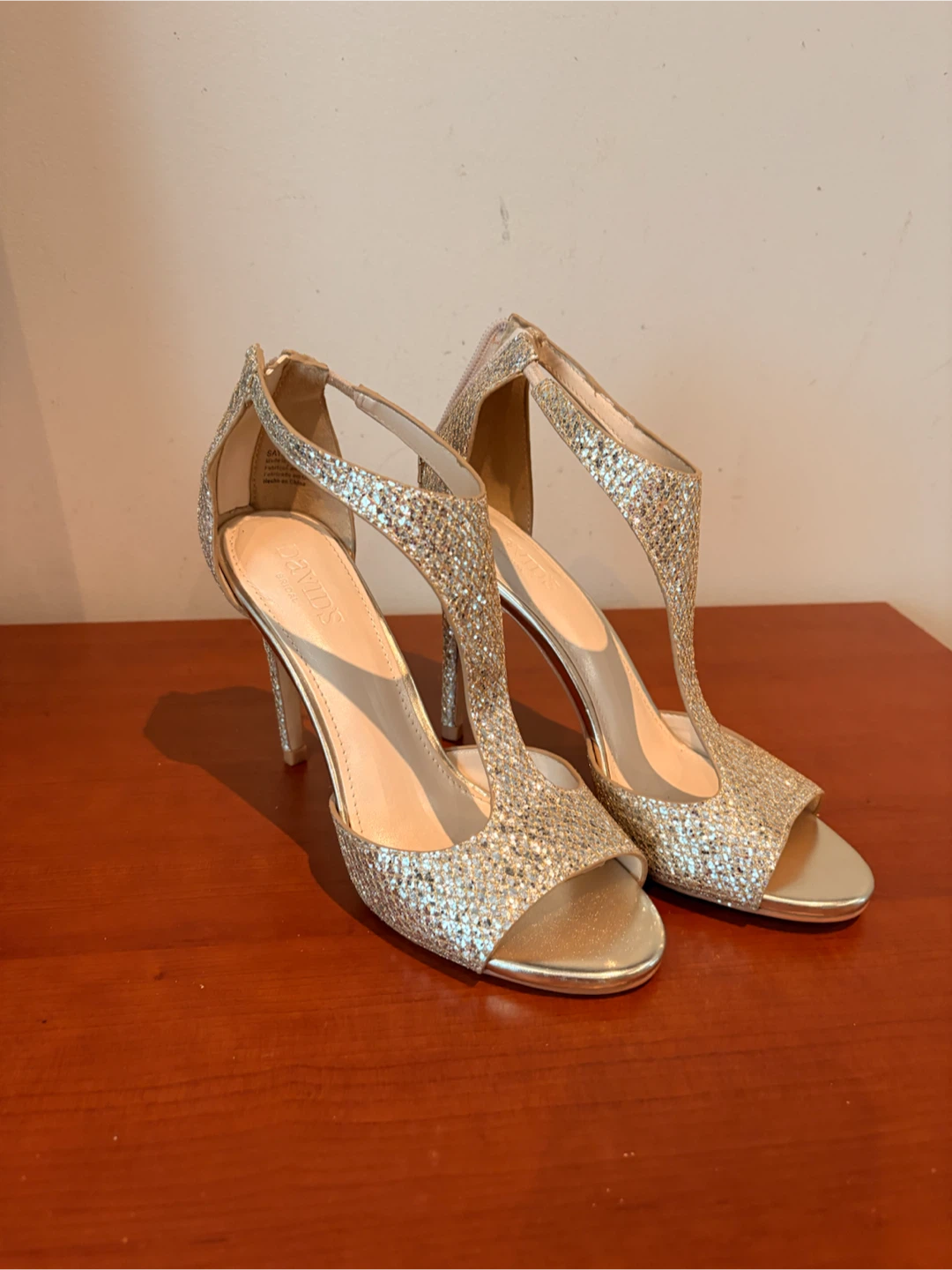 David's Bridal Saylor Glitter Heels - Gold