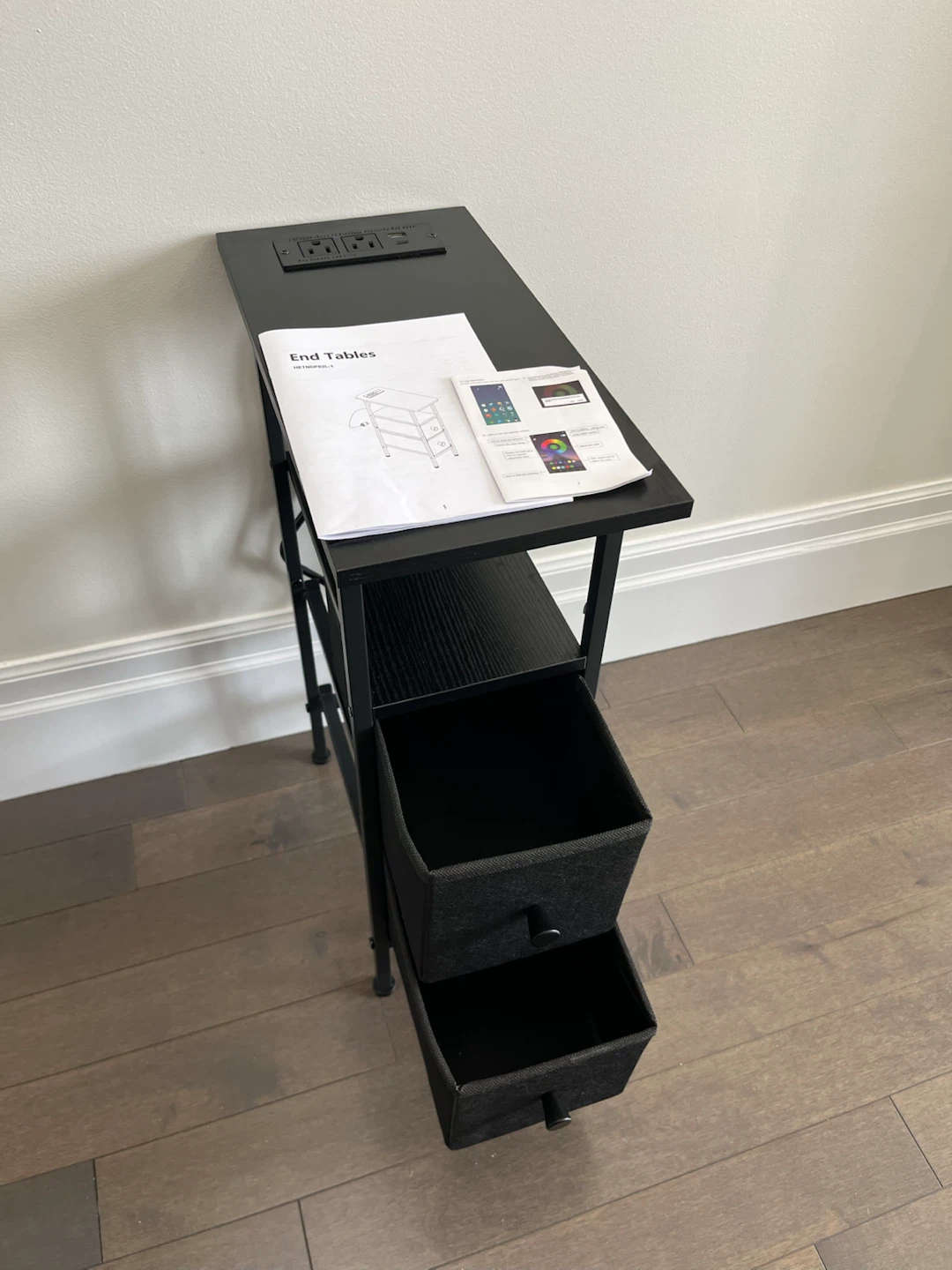 Cute end table with drawers, outlet and LED light - photo 2