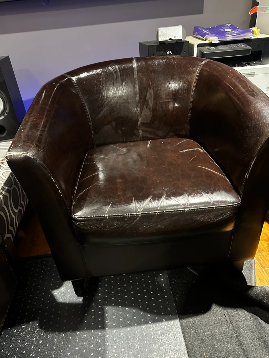 Pair of Brown Leather Club Chairs