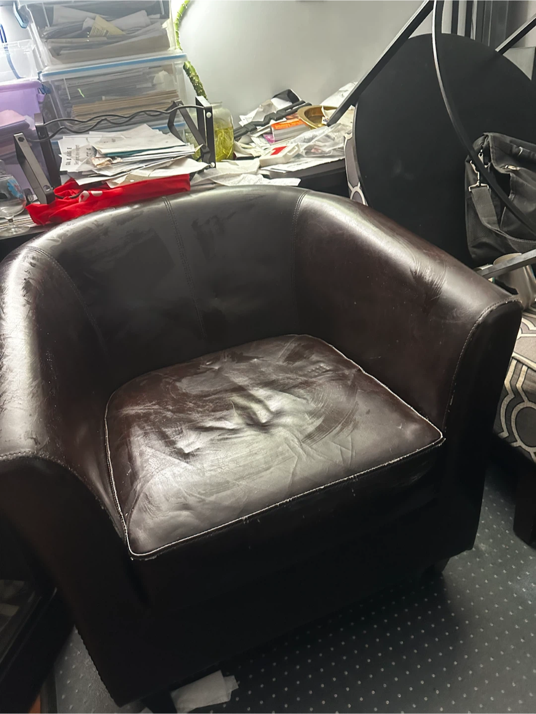 Pair of Brown Leather Club Chairs - photo 5