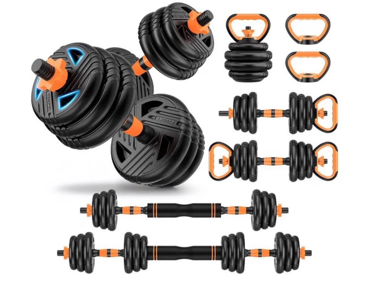 NEW 88LB Adjustable Dumbbell & Barbell Set