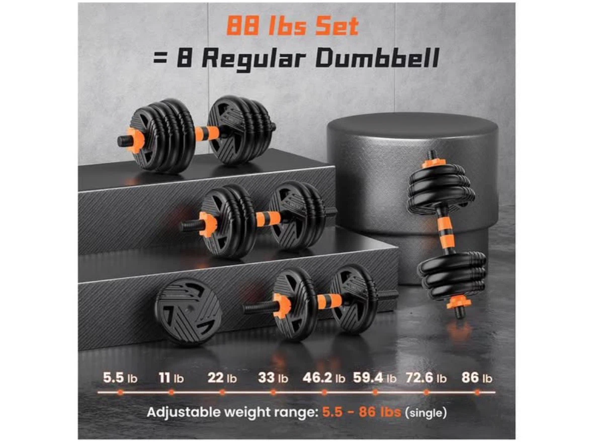 NEW 88LB Adjustable Dumbbell & Barbell Set - photo 2