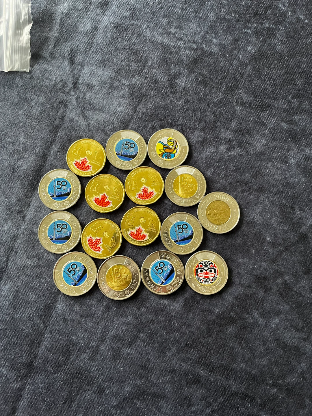Colourful  Canadian Loonies and Toonies