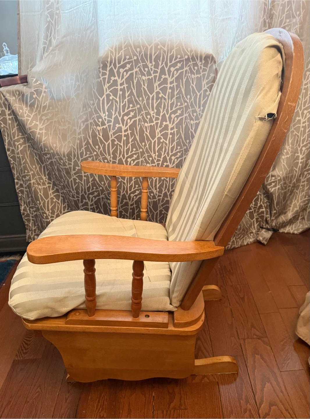 Glider Chair with Striped Cushions cover