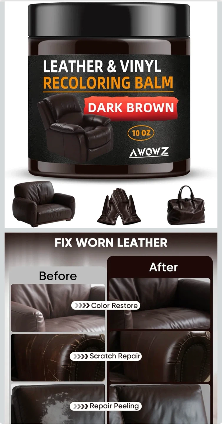 AWOWZ Leather & Vinyl Recoloring Balm - Dark Brown (10 OZ) - photo 3