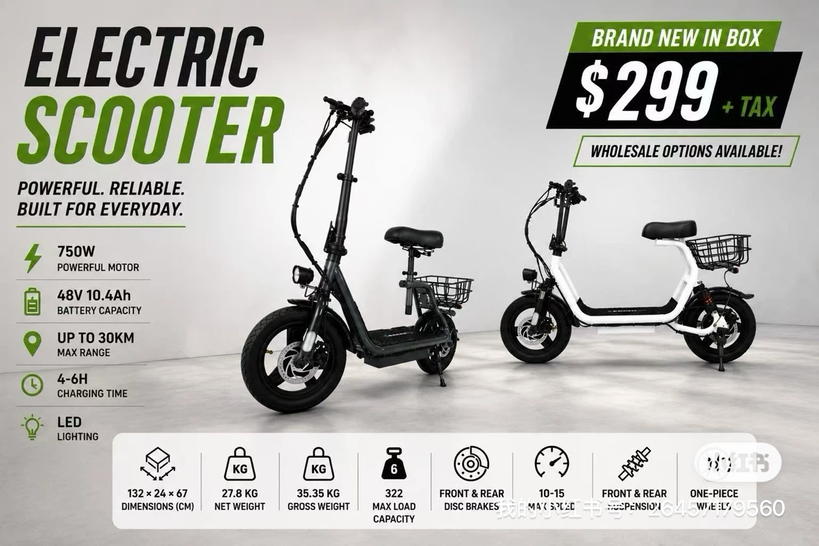 Electric Scooter - 750W Motor, 48V Battery - photo 2