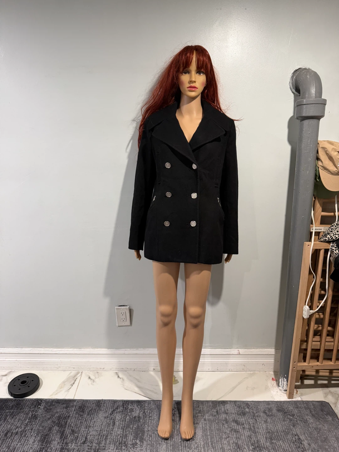 Laundry by Shelly Segal Black Double-Breasted Coat