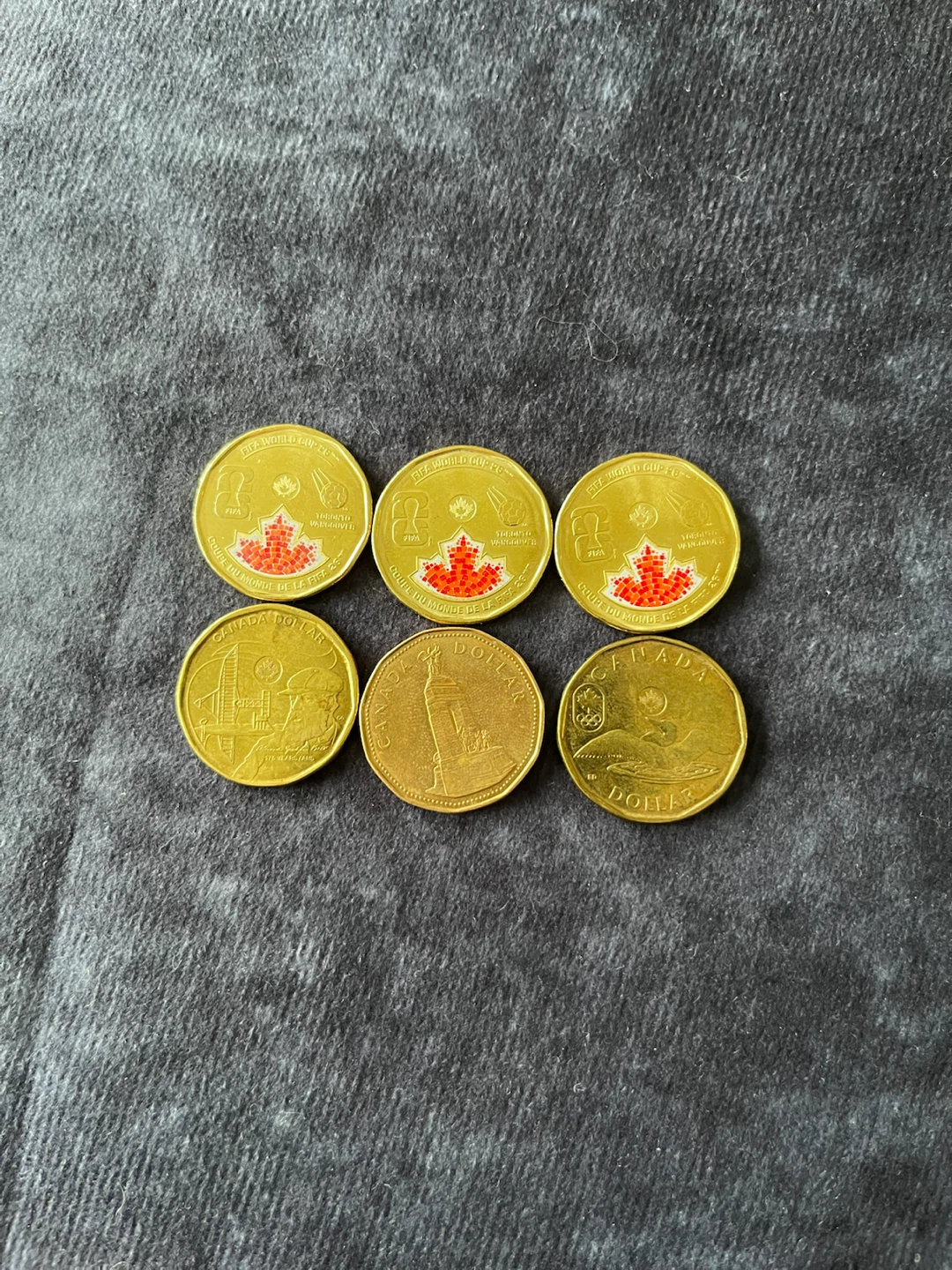 Set of 6 Canadian Loonie and Toonie Coins