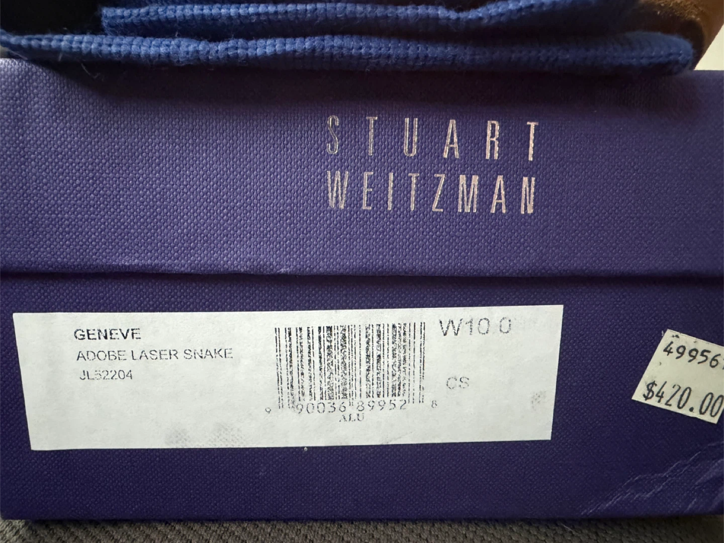 Stuart Weitzman "Geneve" Adobe Laser Snake Peep Toe Heels - photo 2