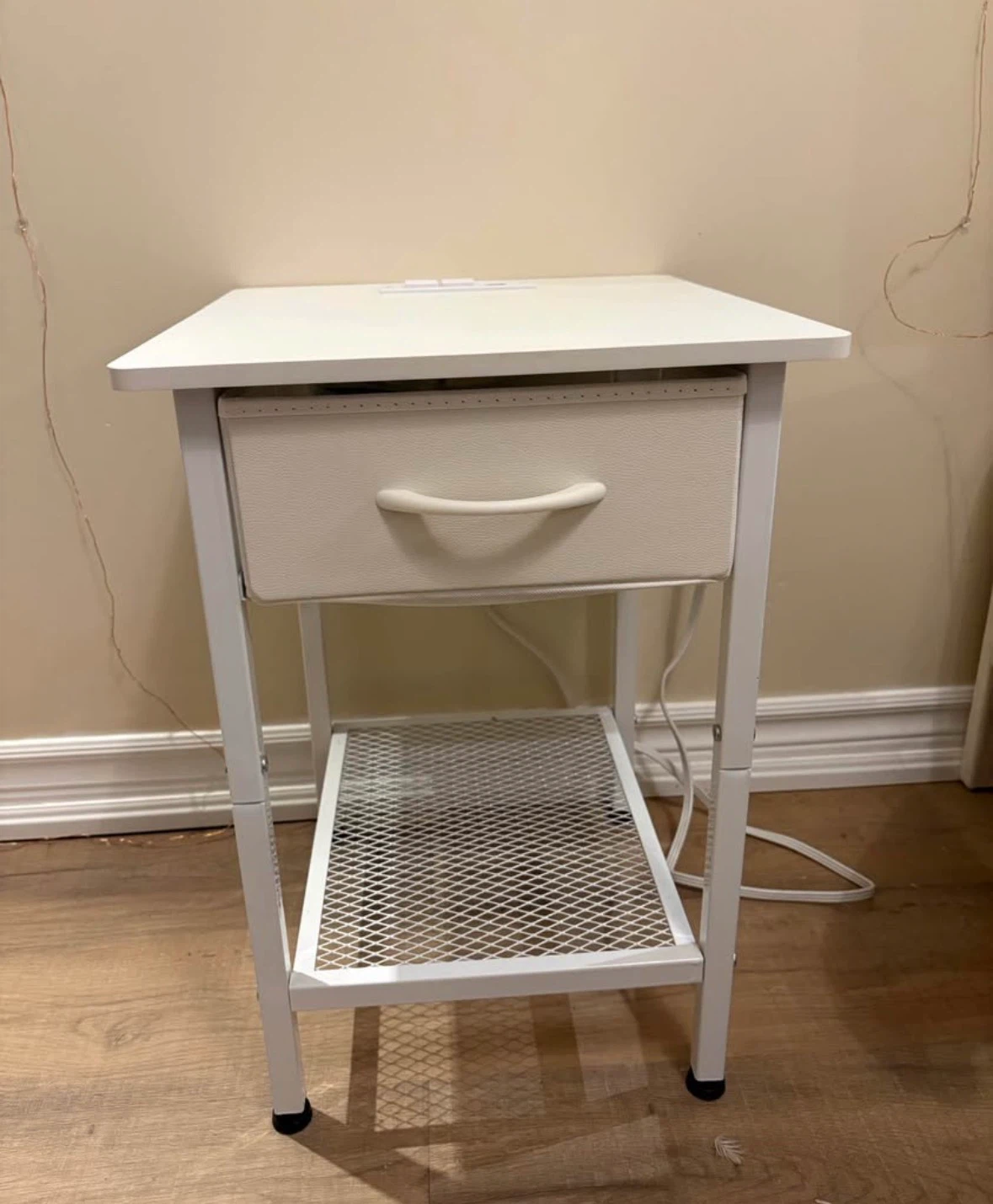 2X White Nightstands (USB + Outlet)