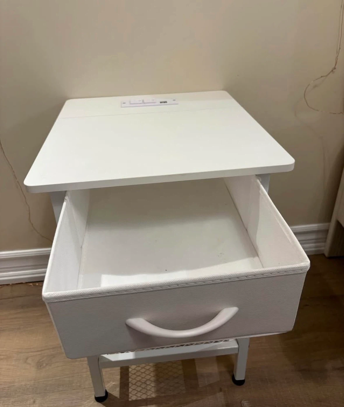 2X White Nightstands (USB + Outlet) - photo 2
