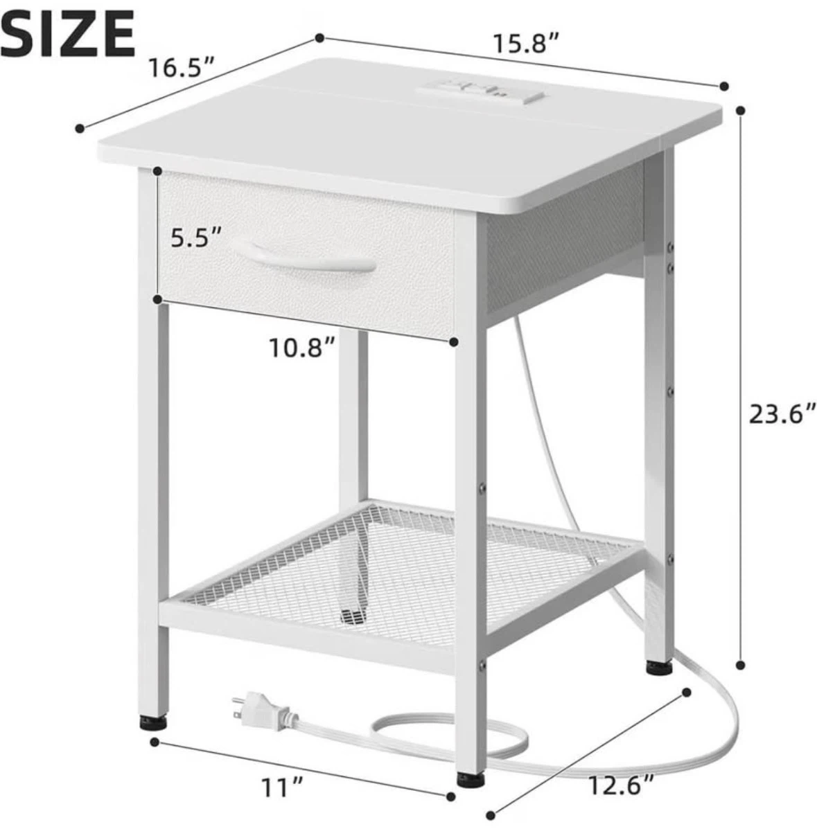 2X White Nightstands (USB + Outlet) - photo 4