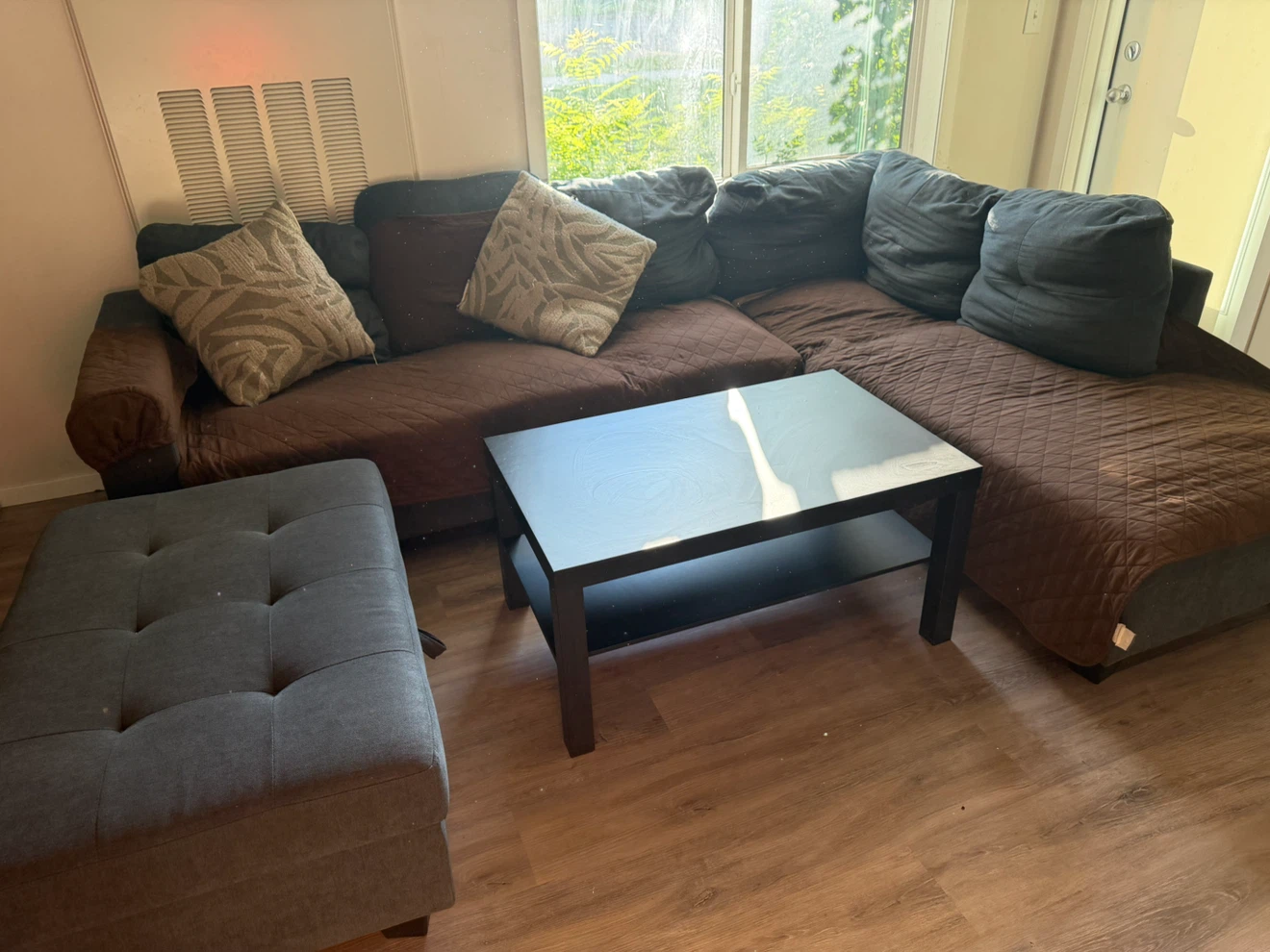 Sectional Couch with Ottoman and Coffee Table