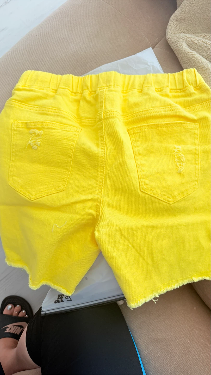 Yellow Distressed Denim Shorts $12 - photo 2