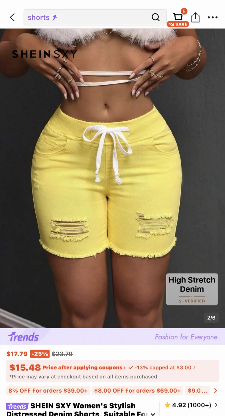 Yellow Distressed Denim Shorts $12 - photo 3