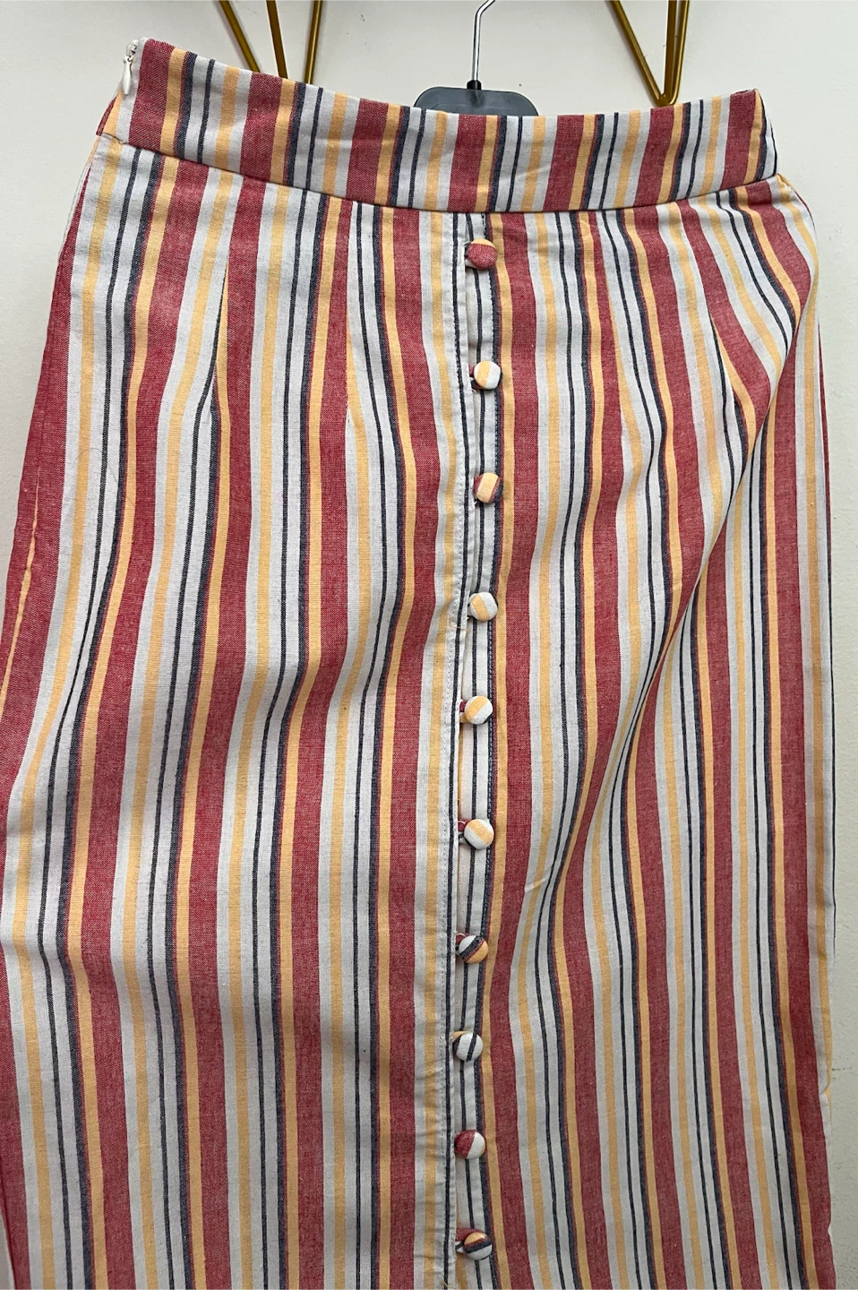 Striped Button-Front Midi Skirt - photo 2