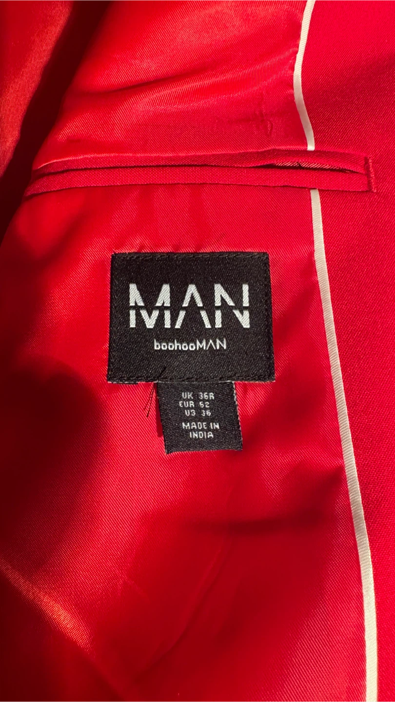 NWT boohooMAN Skinny Fit Red Suit Jacket - Size 36R (Brand New) - photo 4