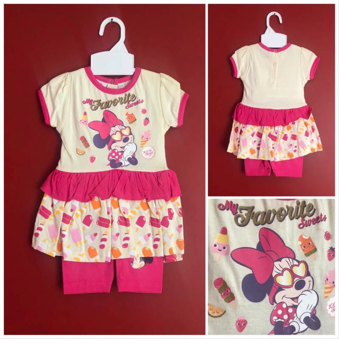 NEW Disney Baby Girls Tunic & Shorts Set  100% Cotton – 2-3M