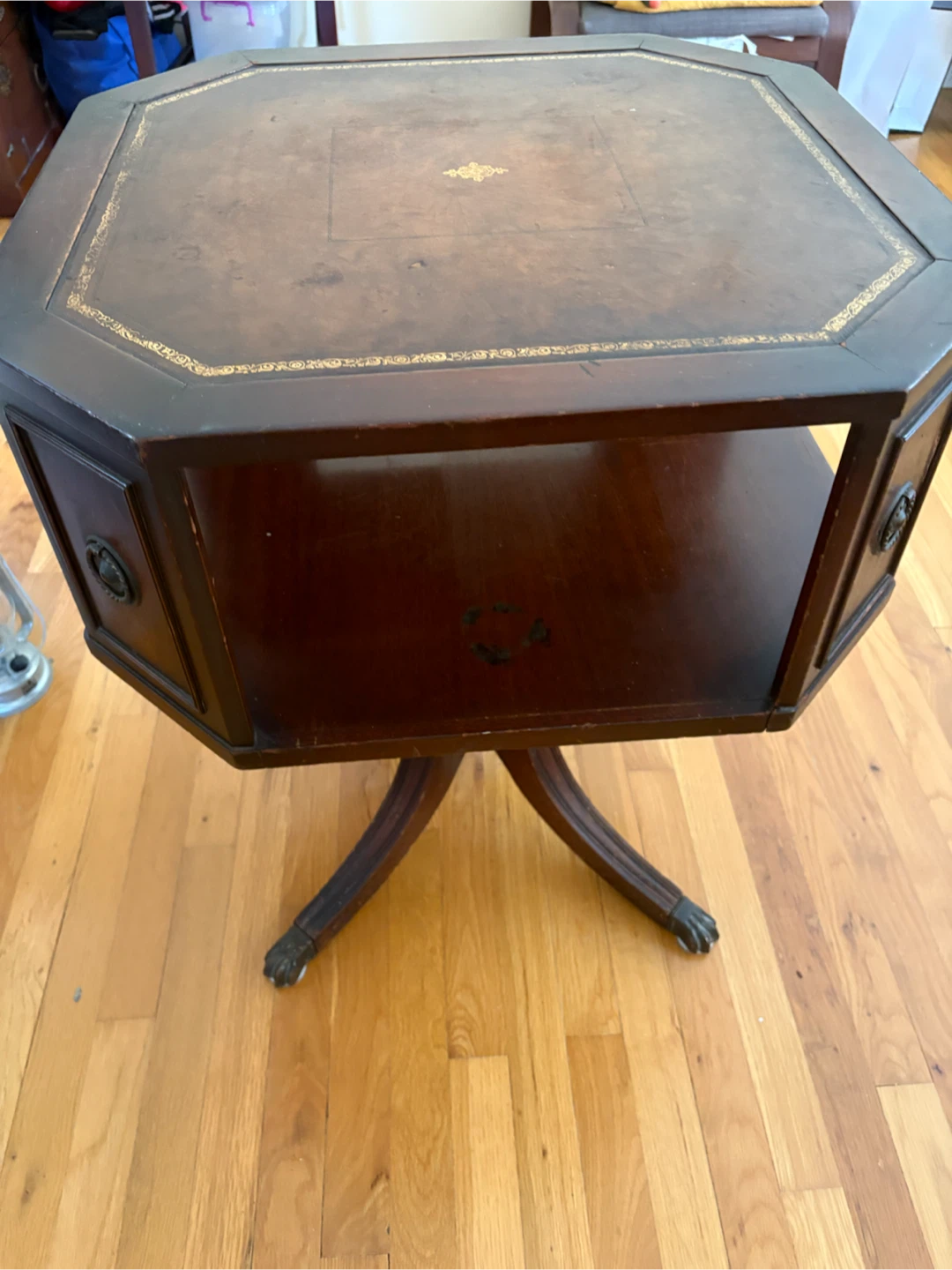 Vintage Octagonal Side Table with Drawer