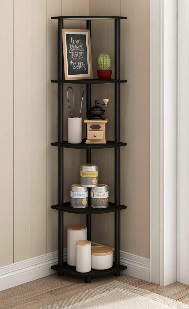 Corner Shelf, 5-Tier, Open Storage Shelves, for Organization