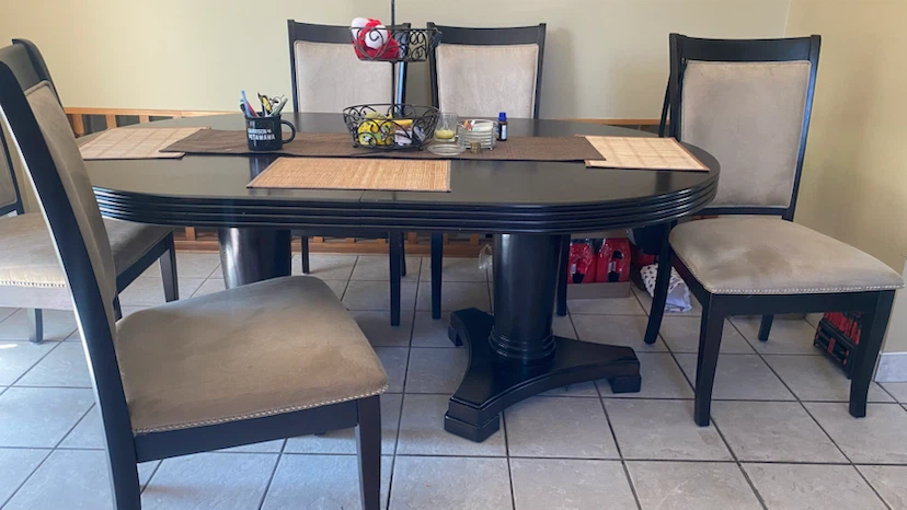 Dark Wood Dining Table with 5 Chairs