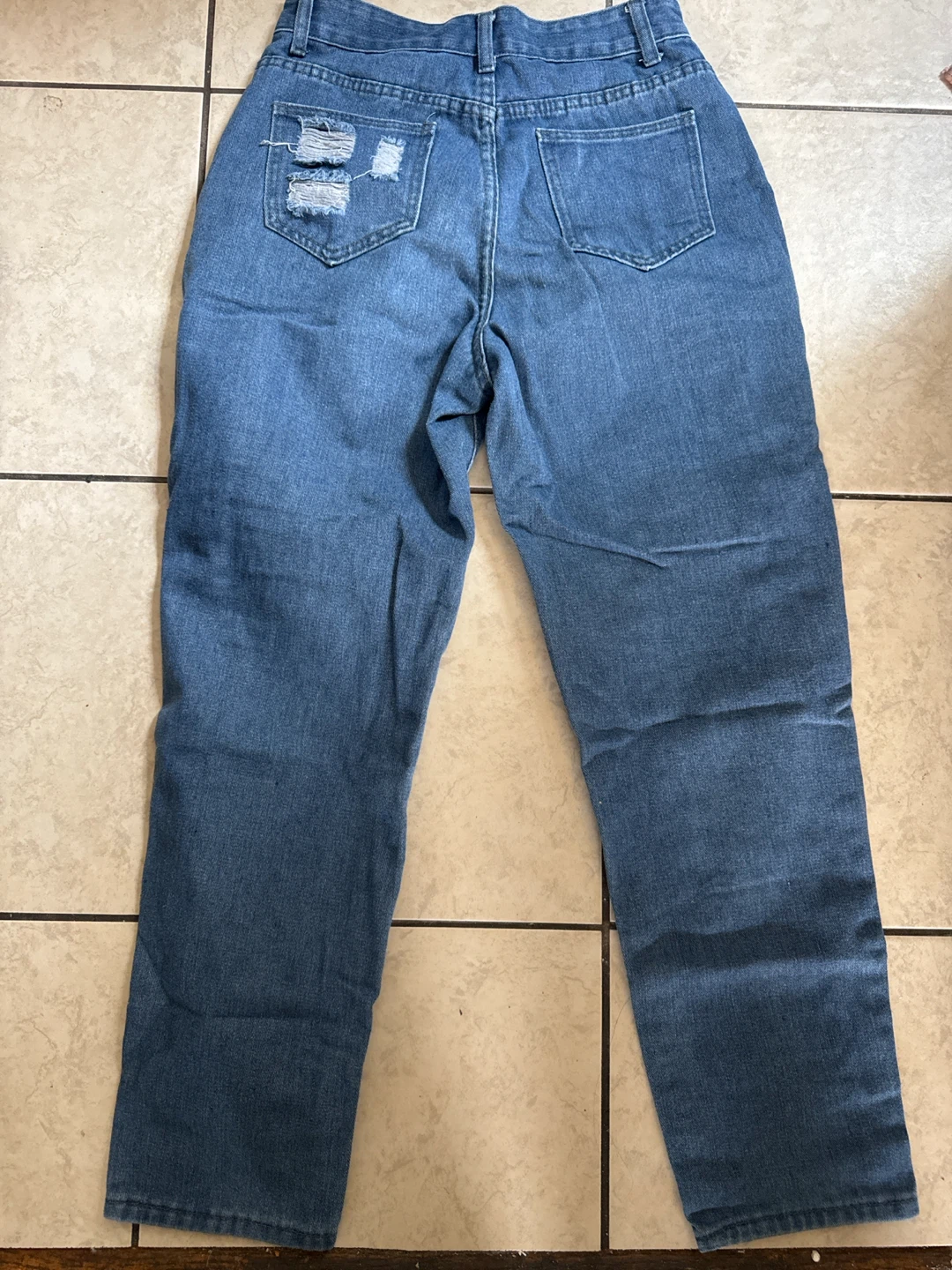 Blue Distressed Denim Jeans - photo 2