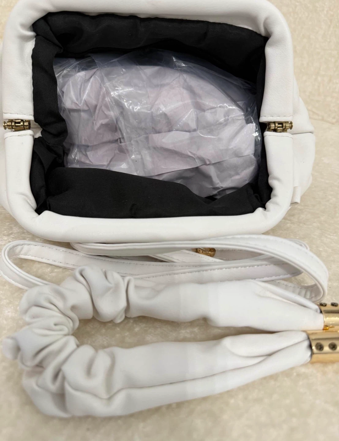 White Clutch Handbag with Strap - photo 3