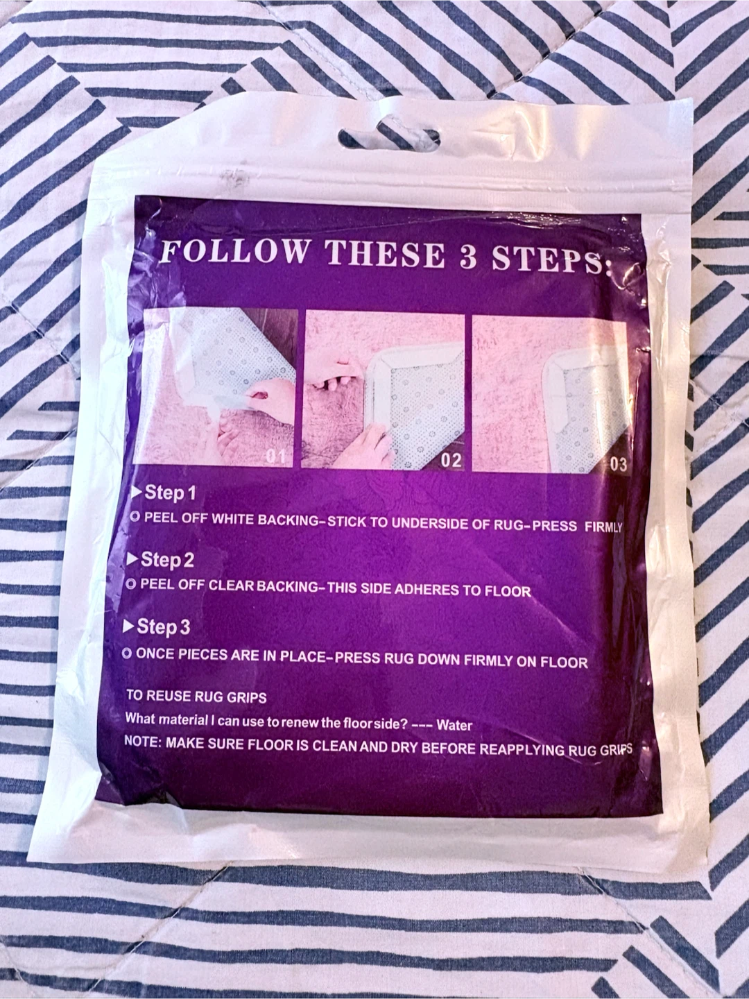 Anti-Slip Rug Grips - Reusable, Removable, Washable - photo 2