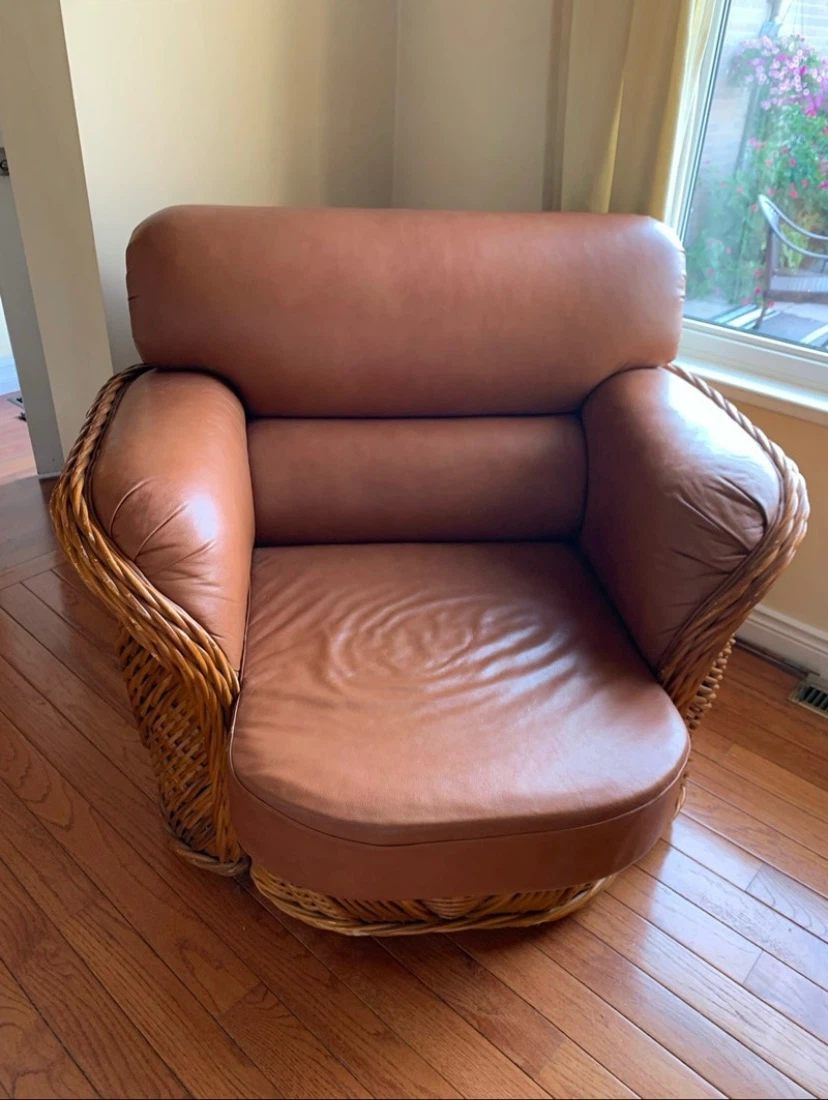 Wicker leather chair