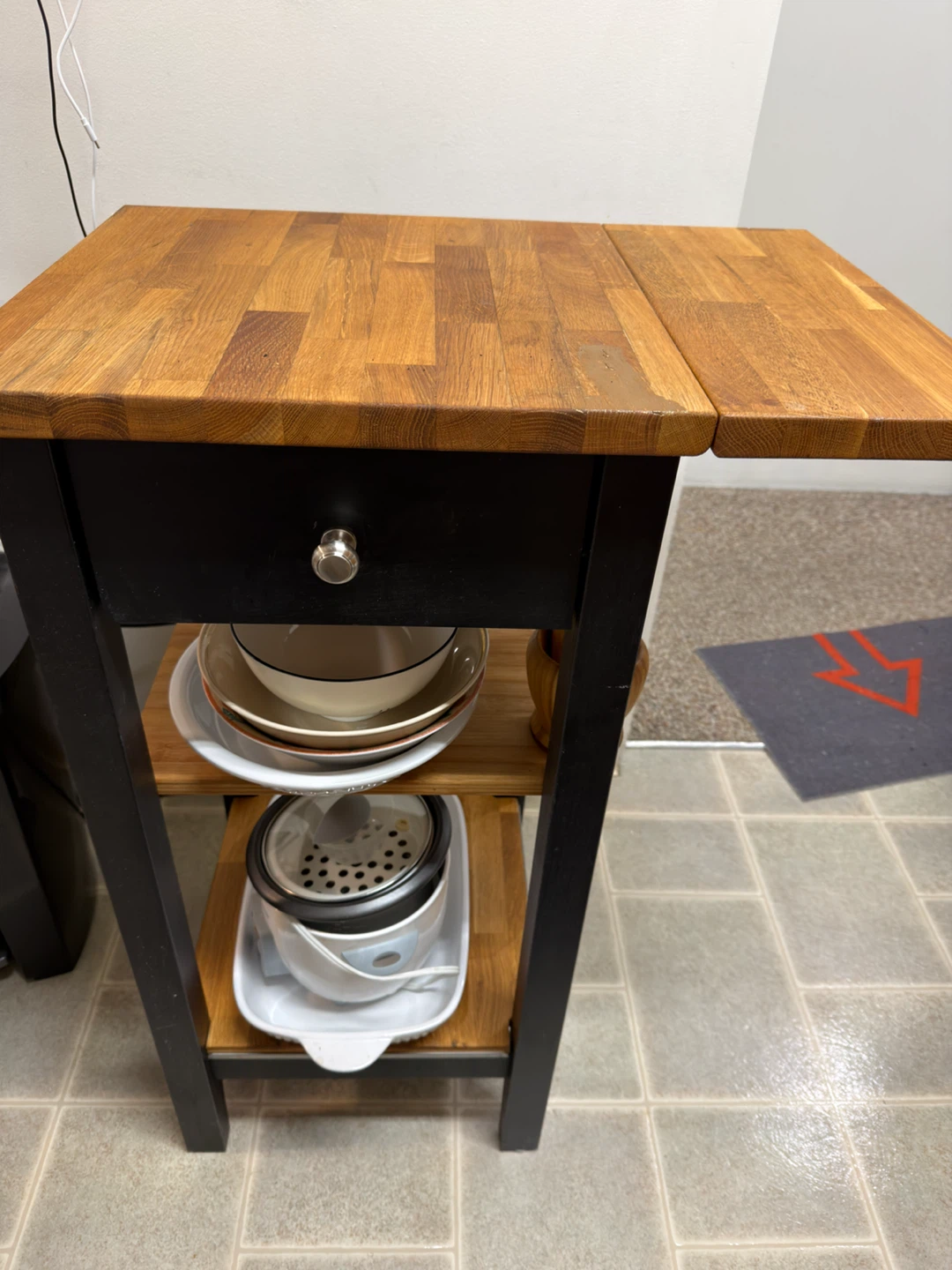 Wooden Top Kitchen Cart