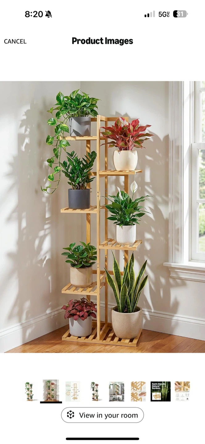Natural Bamboo 5-Tier Corner Plant Stand - photo 3