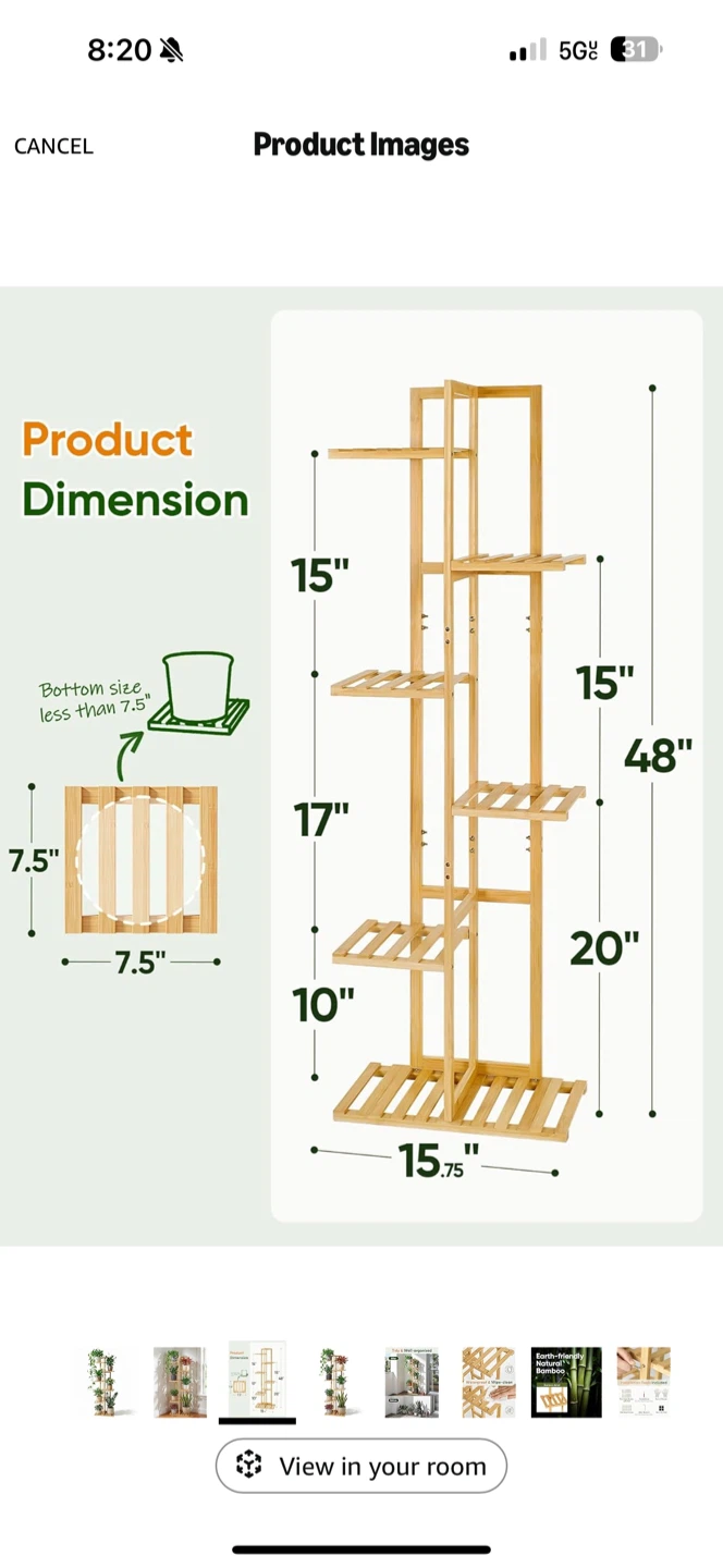 Natural Bamboo 5-Tier Corner Plant Stand - photo 4
