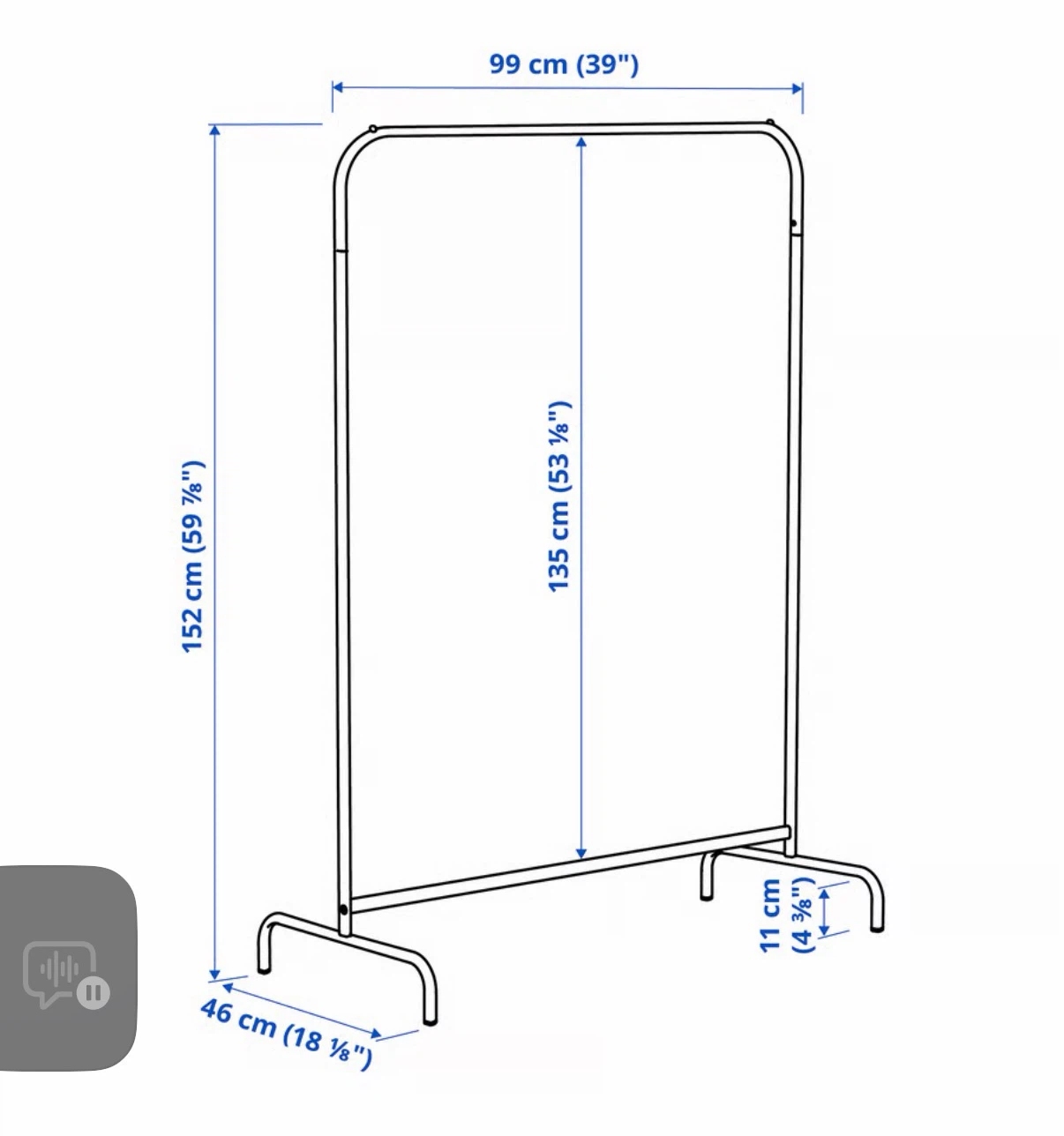 2-White Clothing Rack - 99cm Wide - photo 2