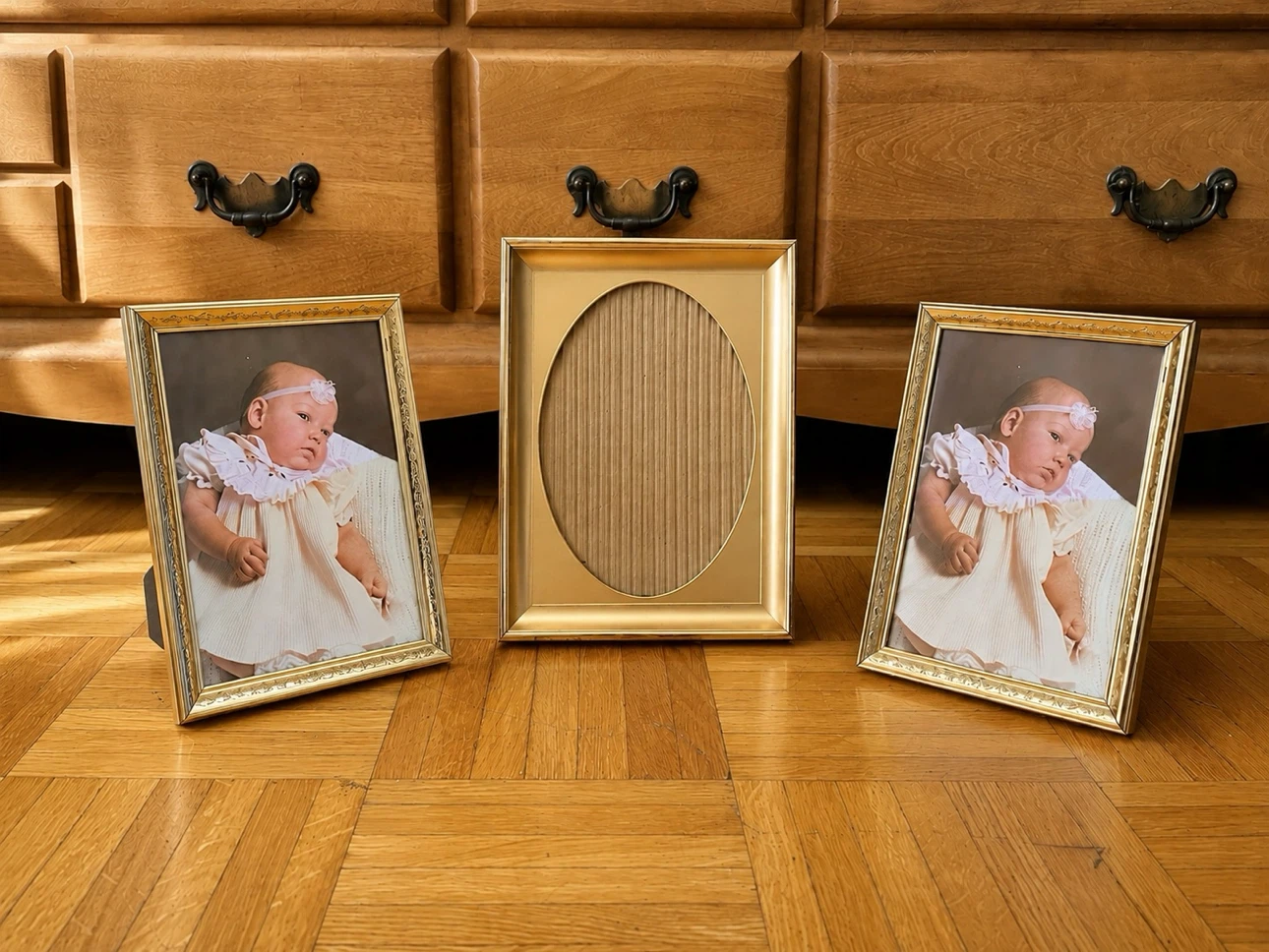 Vintage Gold Photo Frames (Set of 3)