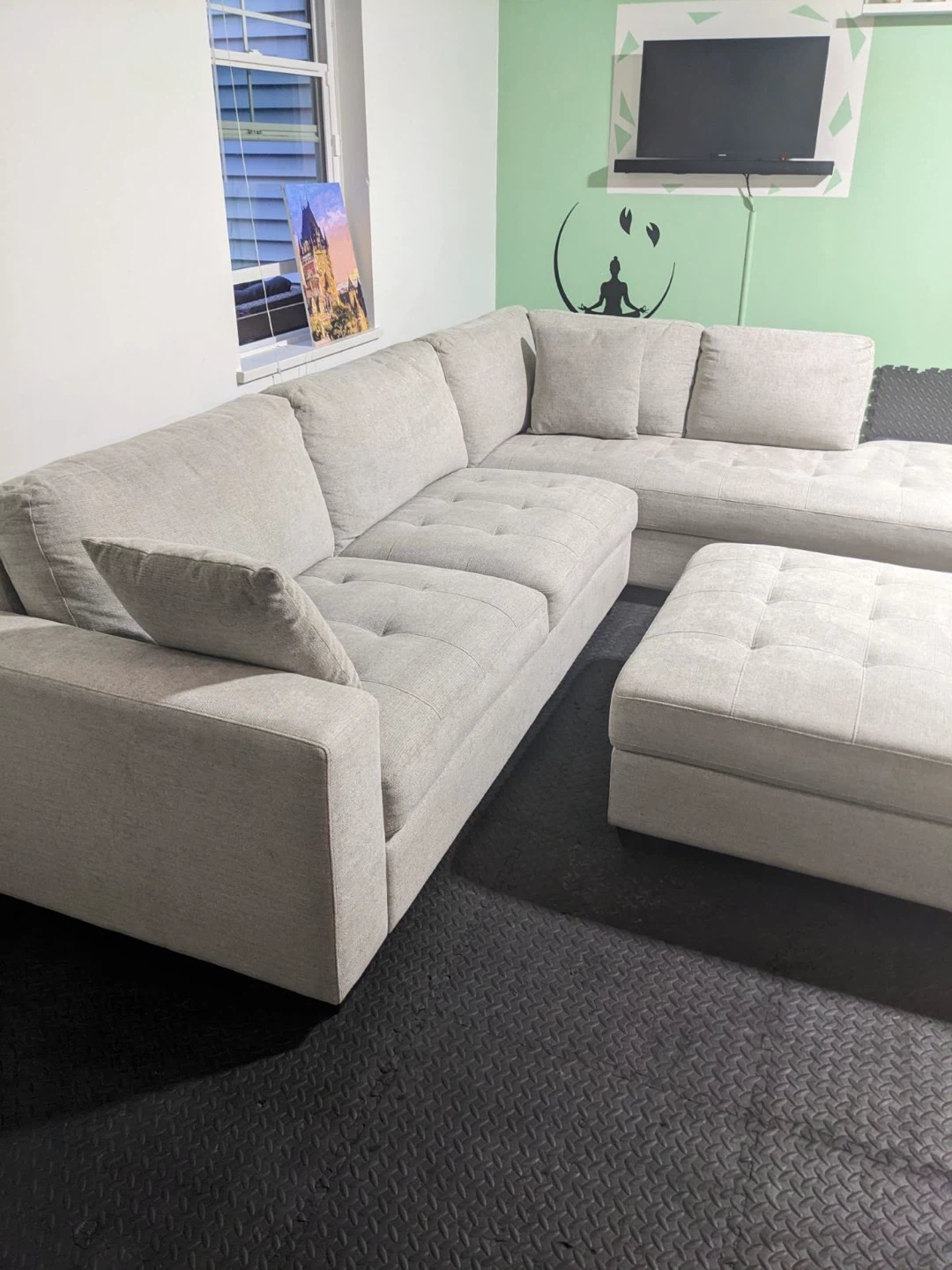 Light Grey Sectional Sofa with Storage Ottoman - photo 4