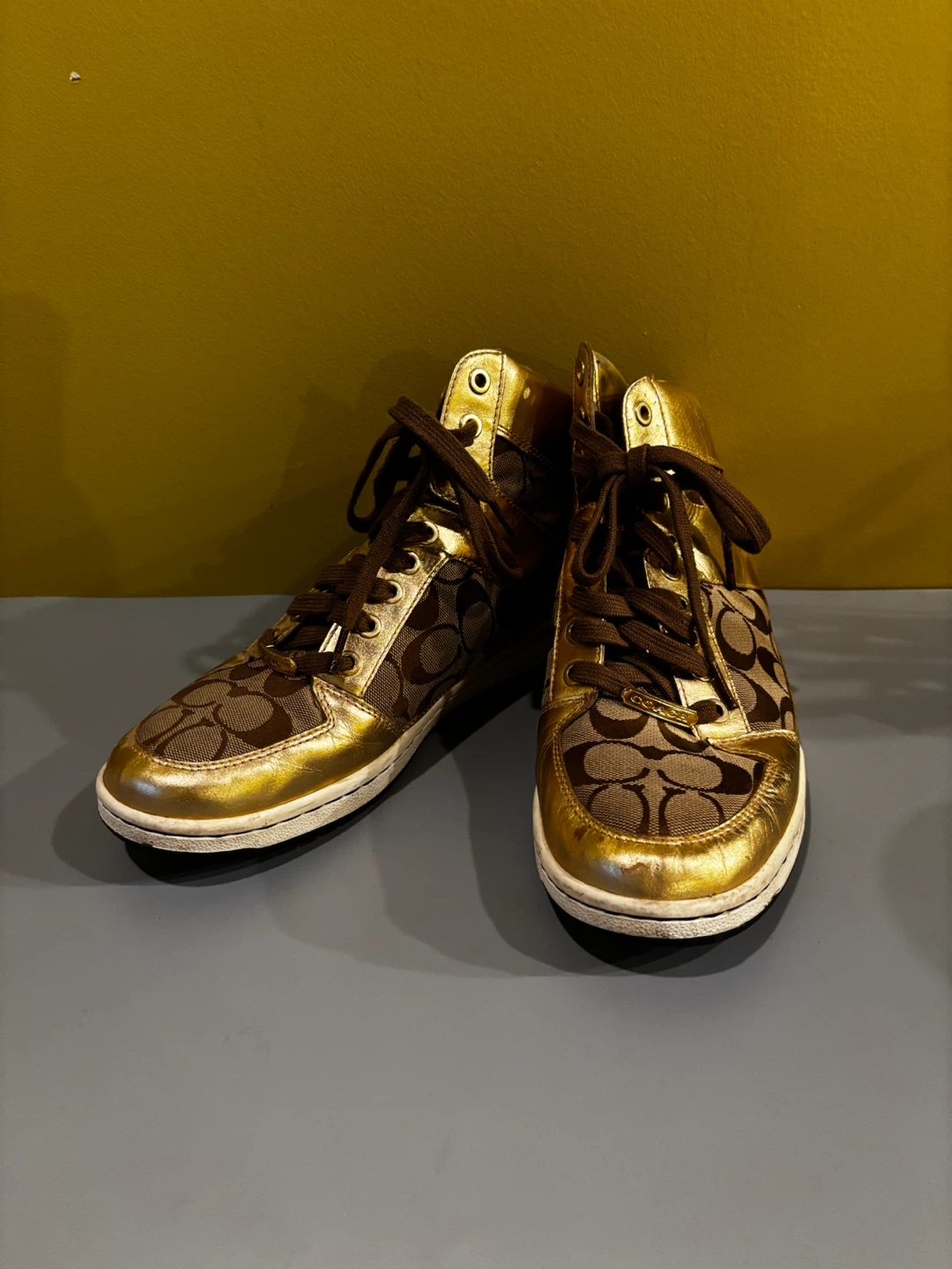 Coach High Top Sneakers - Gold Signature