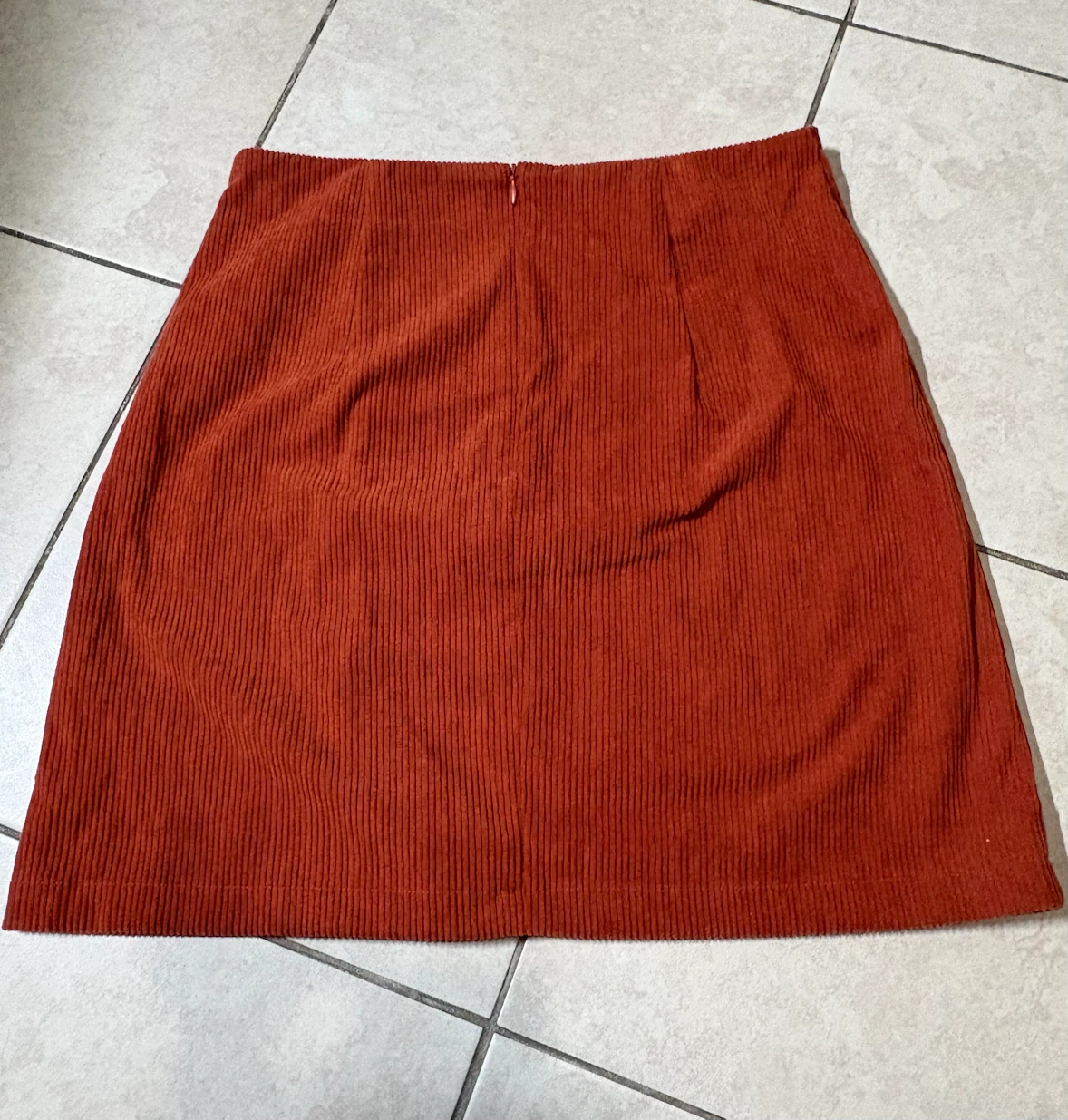 Rust Corduroy Button Front A-Line Skirt - photo 4