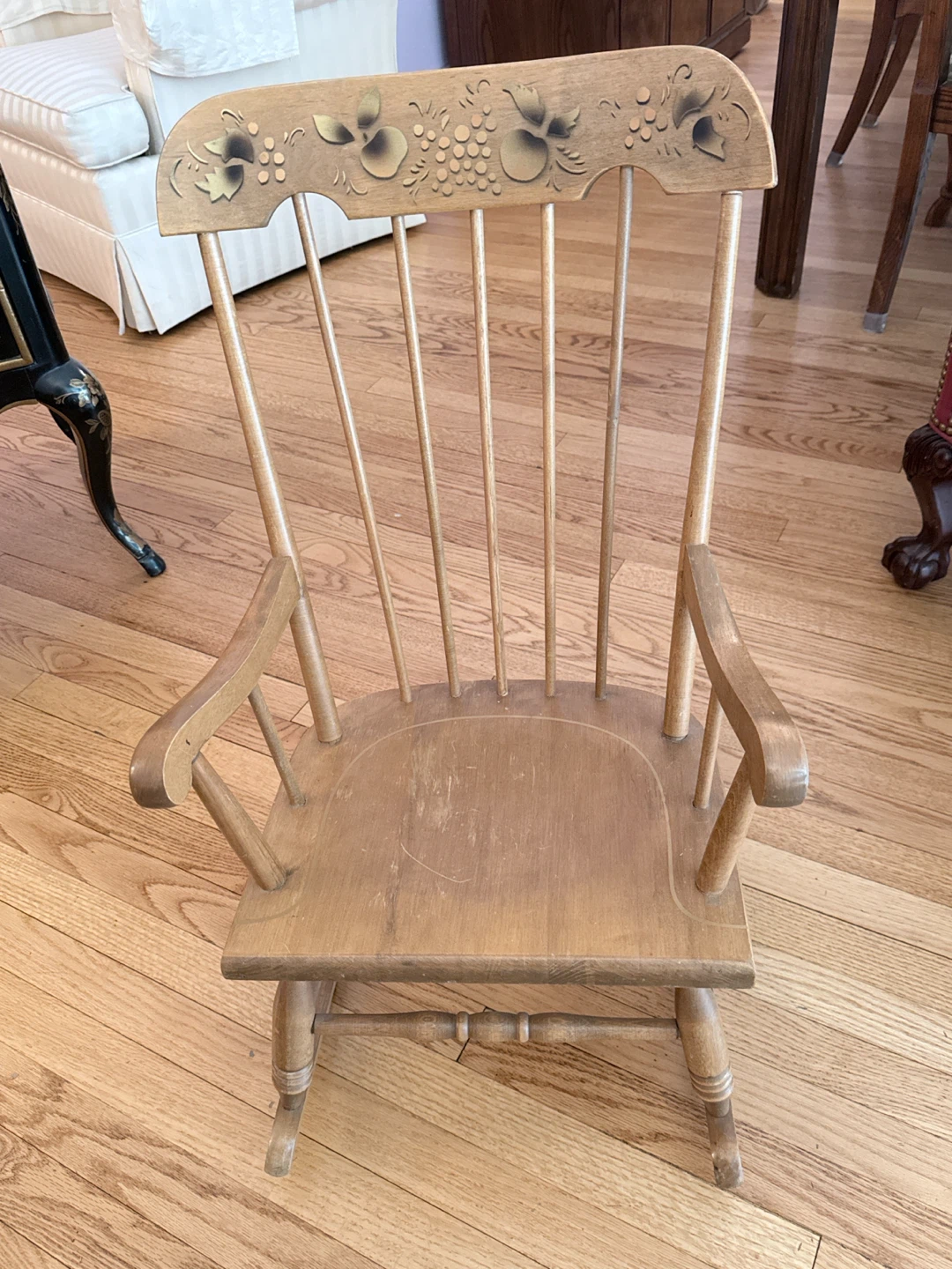 Wooden Rocker Chair with Fruit Design