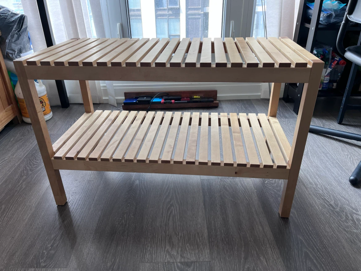Wooden Two-Tier Shelf Unit