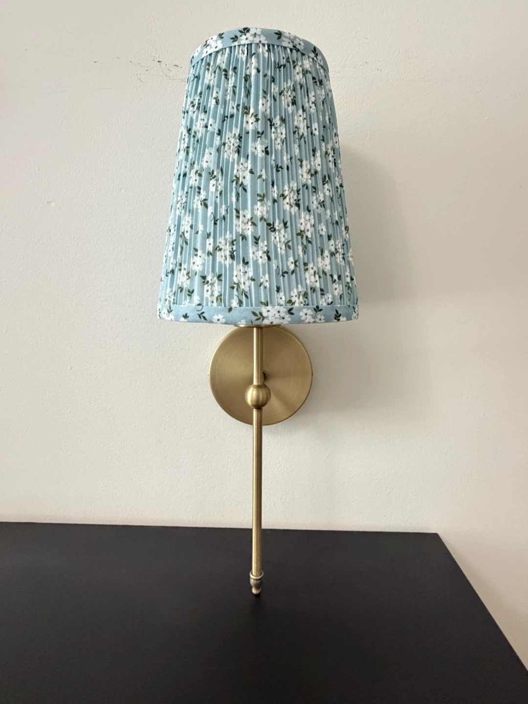 Blue Floral Pleated Sconce Lamp Shade - photo 2